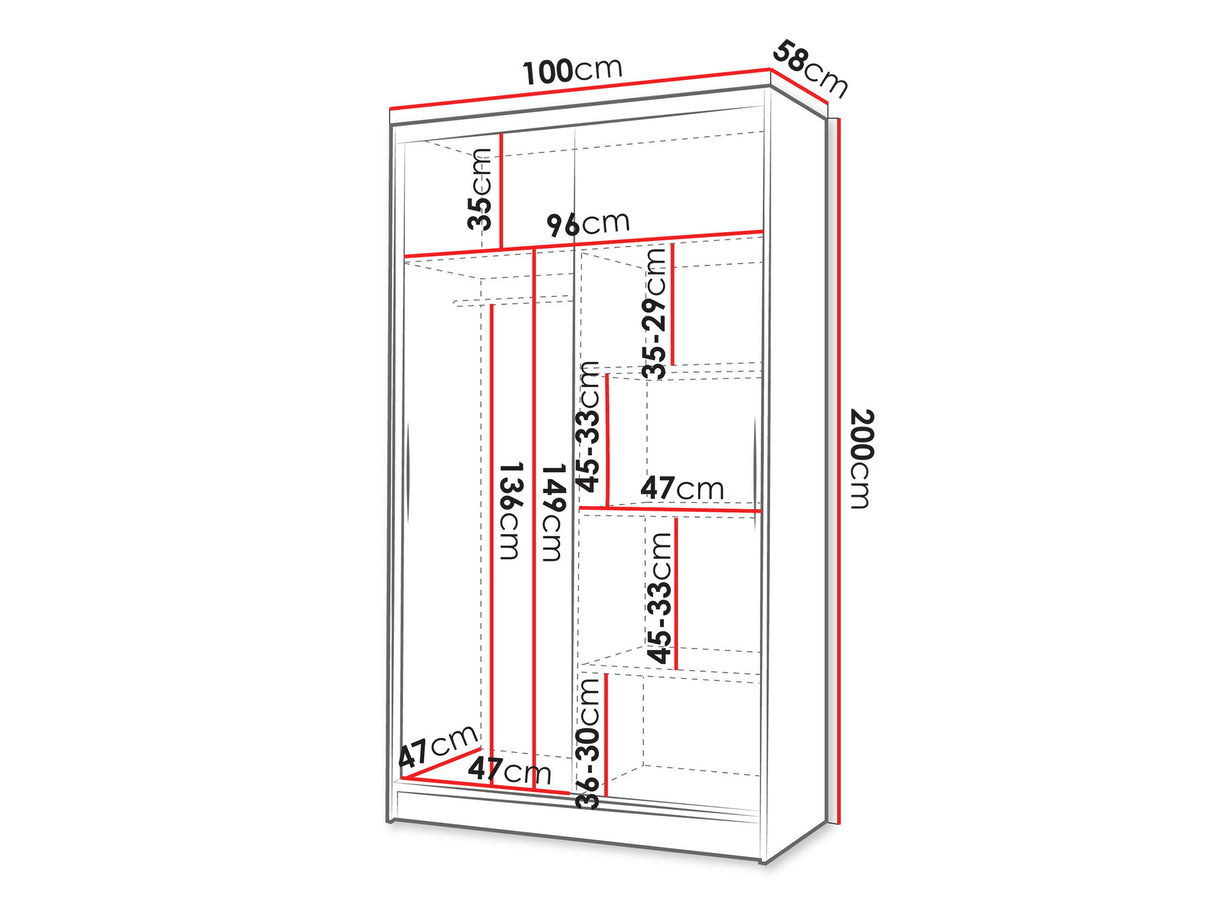 Gardróbszekrény Costa I (Kamabi I), Szín: Fekete + Fehér