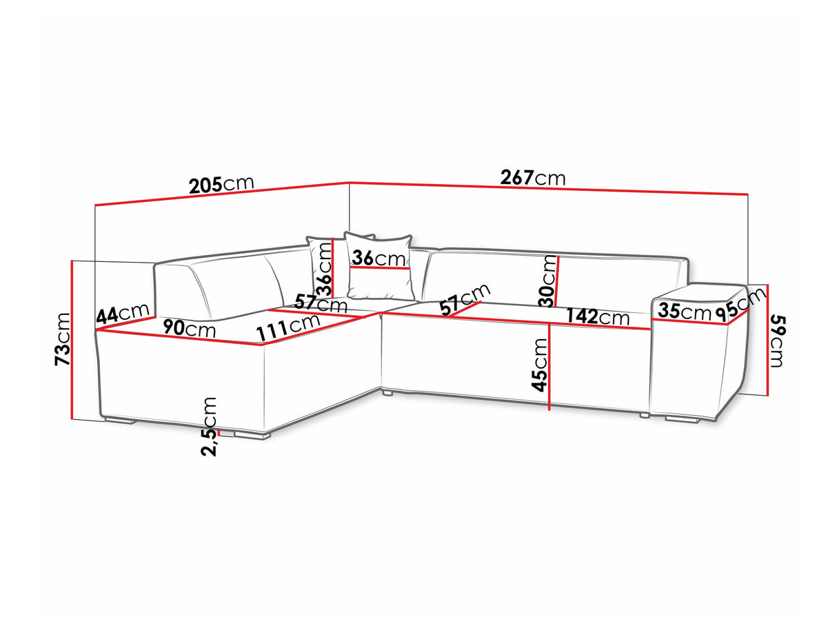 Sarokkanapé Lordin (Ardisia), Szín: Kronos 09 + Paros 05, Változatok: Balos