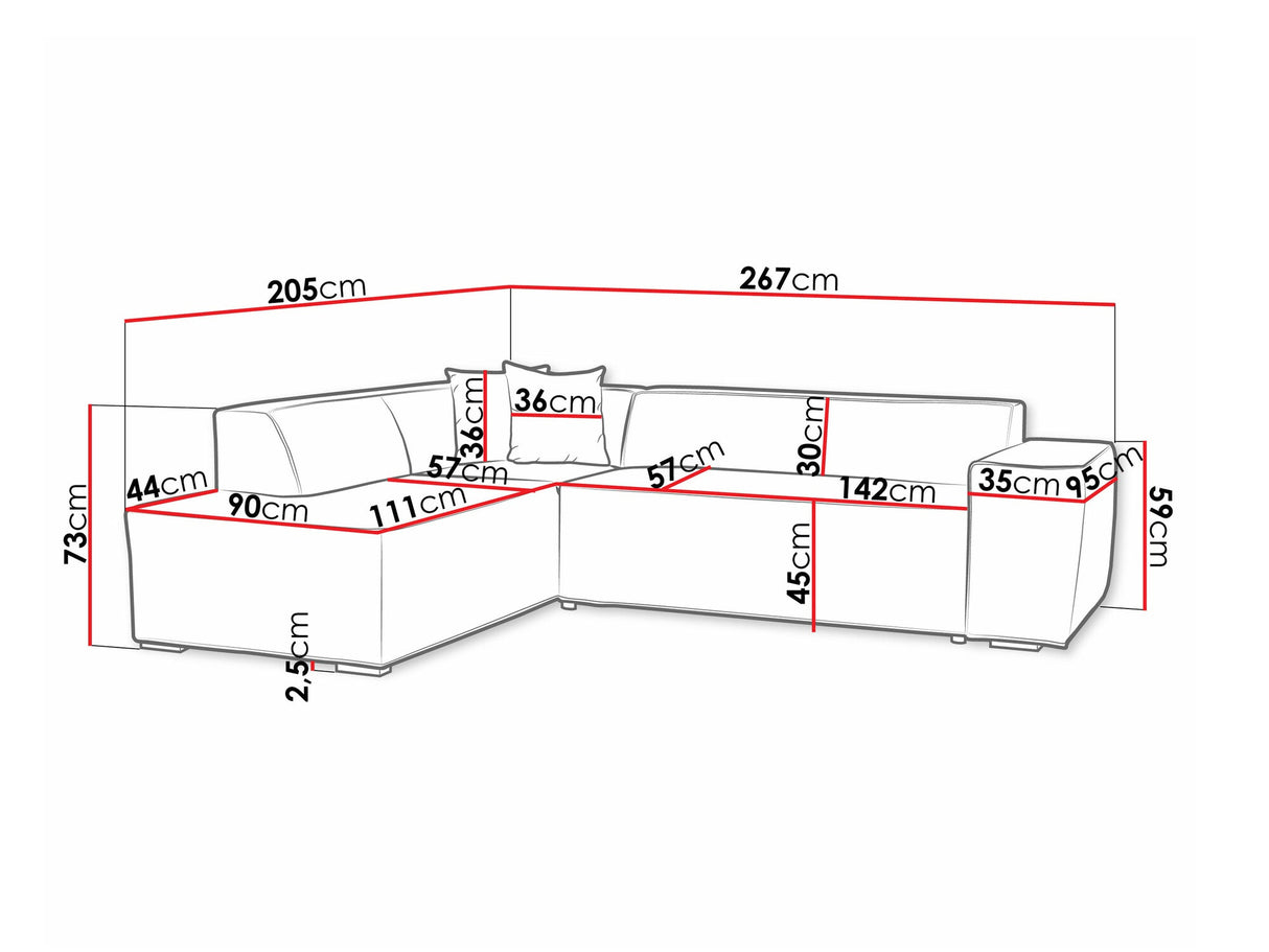 Sarokkanapé Lordin (Ardisia), Szín: Sorriso 04 + Sorriso 01, Változatok: Balos