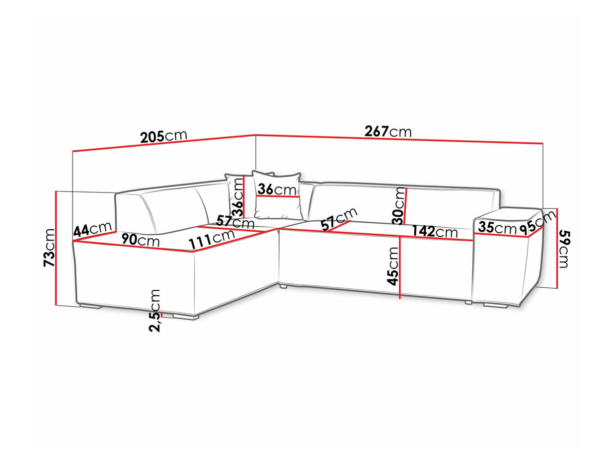 Sarokkanapé Lordin (Ardisia), Szín: Otusso 14 + Sorriso 04, Változatok: Balos