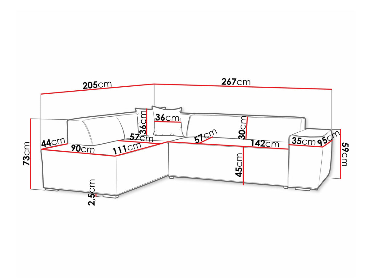 Sarokkanapé Lordin (Ardisia), Szín: Otusso 14 + Sorriso 04, Változatok: Jobbos
