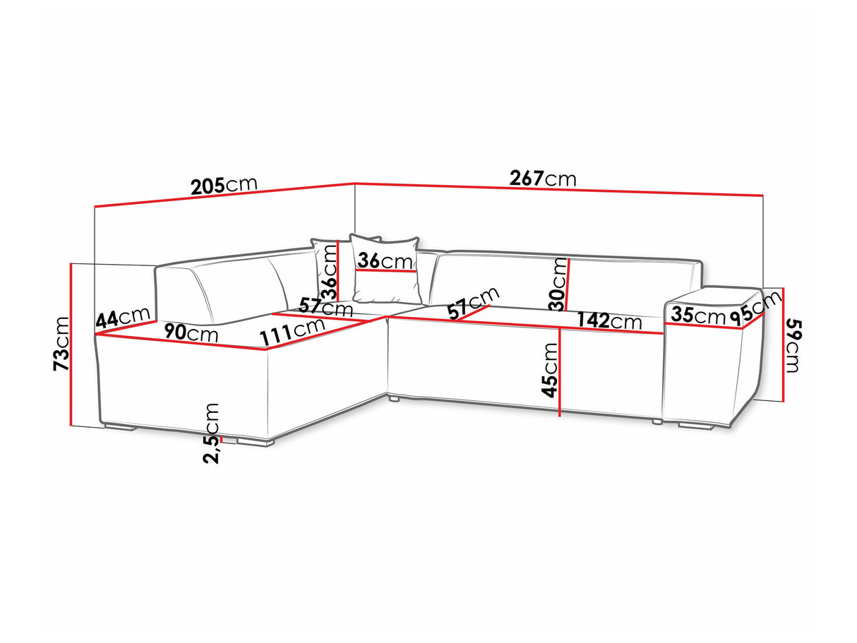 Sarokkanapé Lordin (Ardisia), Szín: Baloo 2073, Változatok: Jobbos