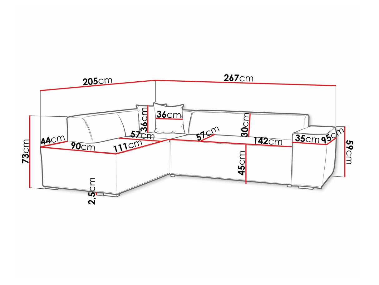 Sarokkanapé Lordin (Ardisia), Szín: Baloo 2074, Változatok: Jobbos
