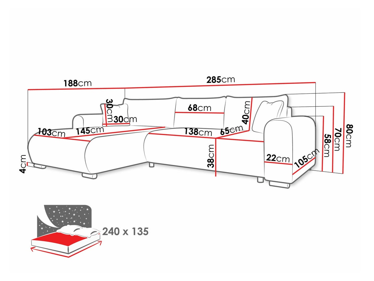 Sarokkanapé Narożnik MERKOS, Szín: Wave 05