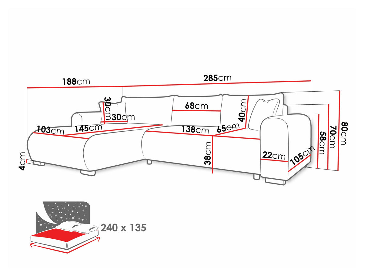 Sarokkanapé Narożnik MERKOS, Szín: Clara 215.03