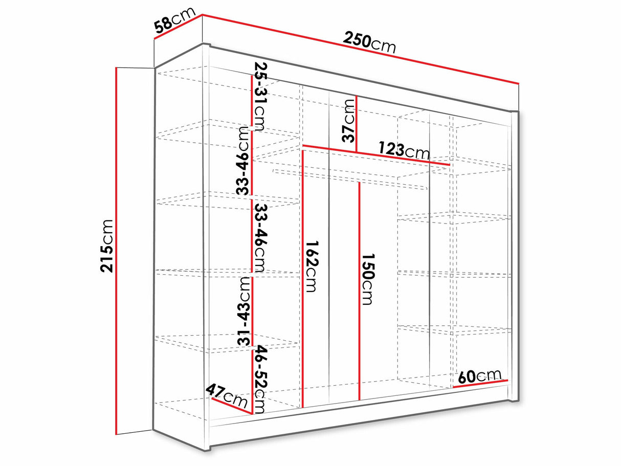 Gardróbszekrény Aston III (Dasto III), Szín: Kasmír, Led világítás: Nem