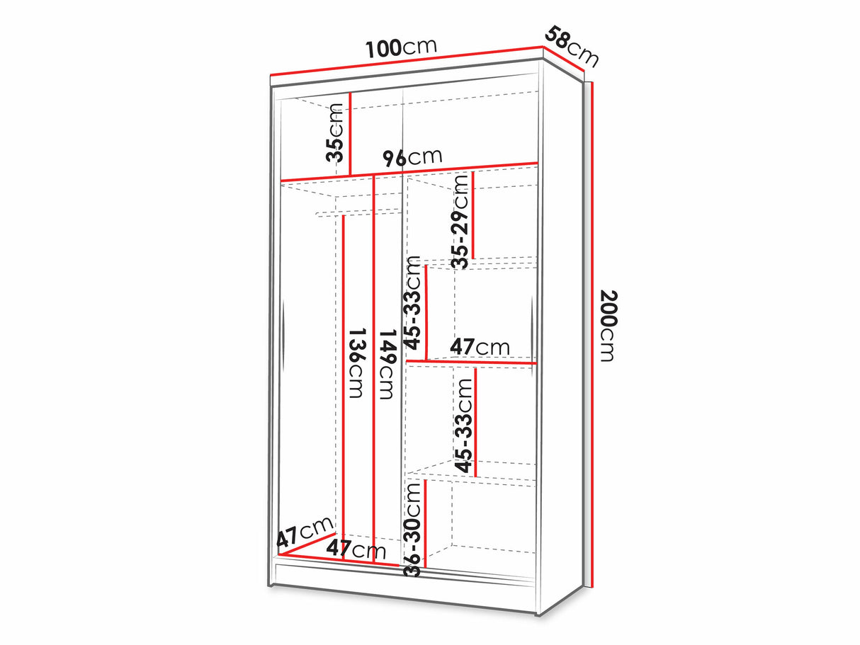 Gardróbszekrény Costa VI (Kamabi VI), Szín: Fekete + Fehér