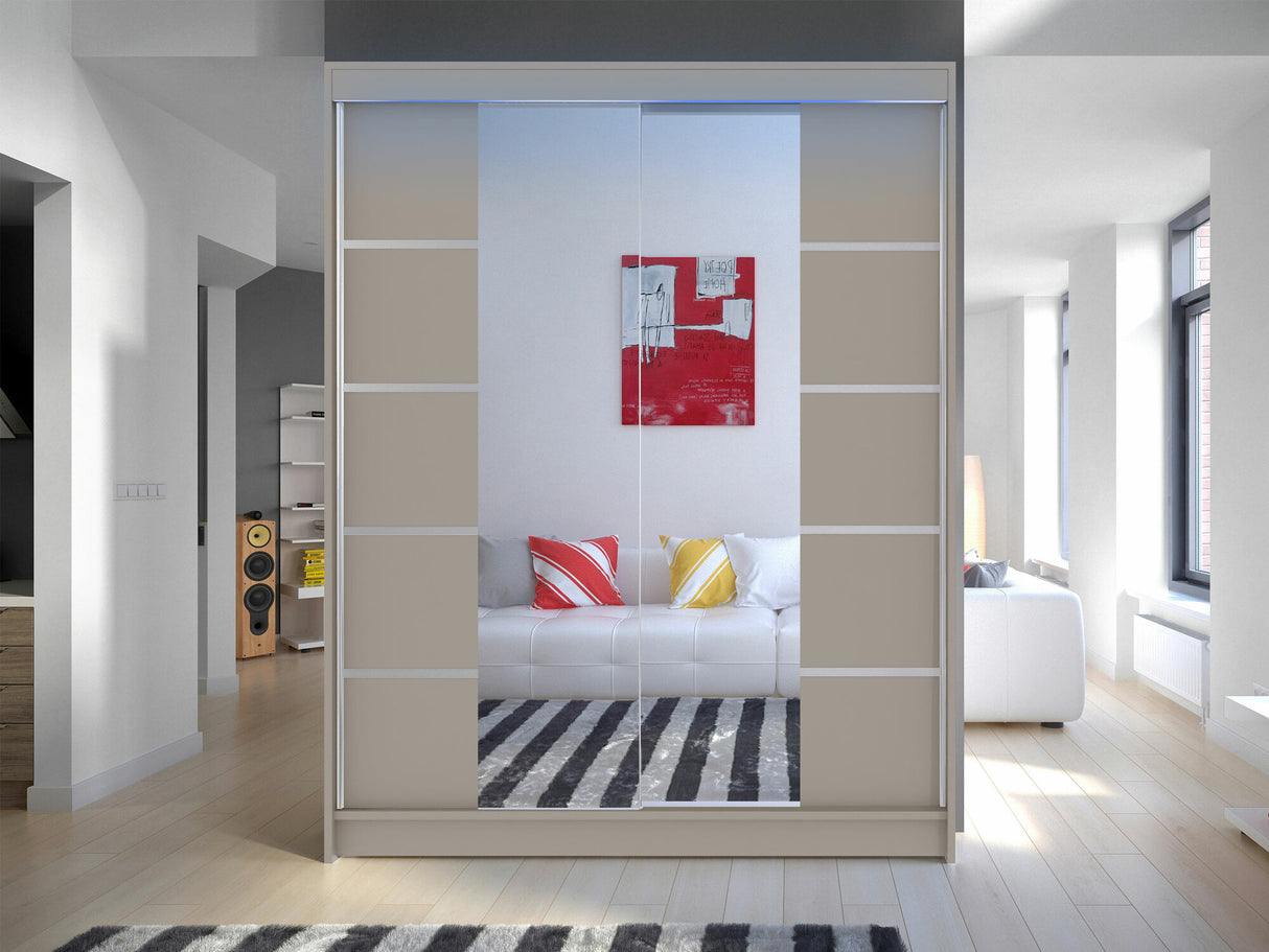 Gardróbszekrény Caminem V (Belgia V), Szín: Kasmír, Led világítás: Igen RGB