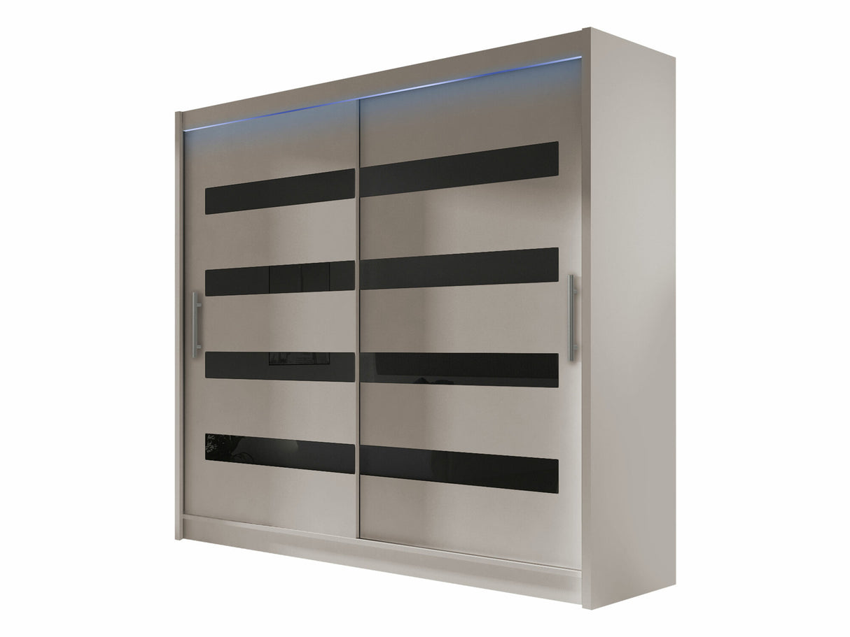 Gardróbszekrény Bega XI (London XI), Szín: Kasmír + Fekete, Led világítás: Igen