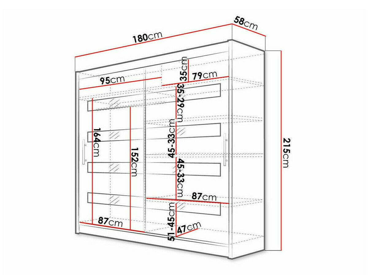 Gardróbszekrény Bega XI (London XI), Szín: Fekete + Fényes fehér, Led világítás: Igen