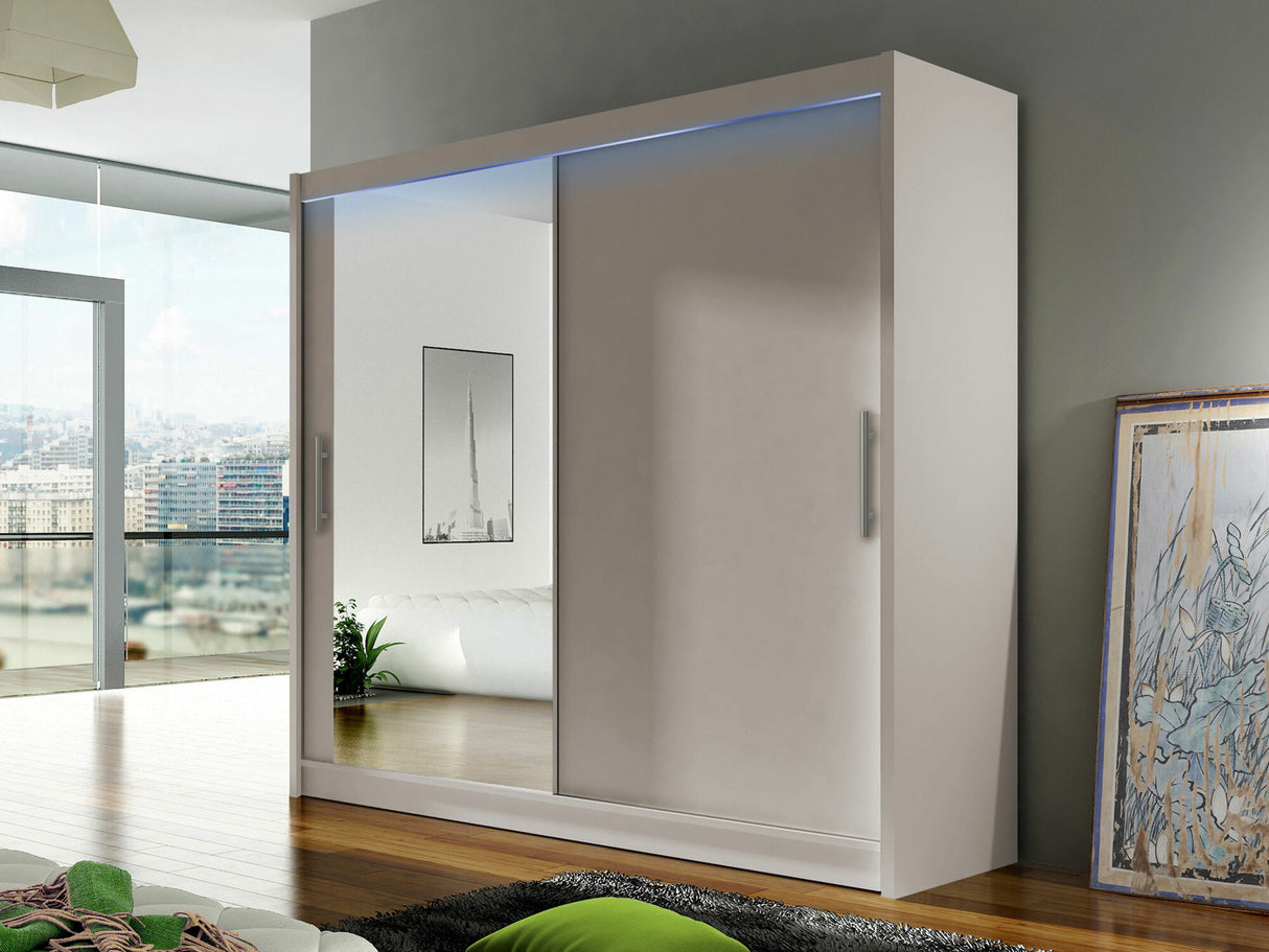 Gardróbszekrény Bega VI (London), Szín: Kasmír, Led világítás: Igen