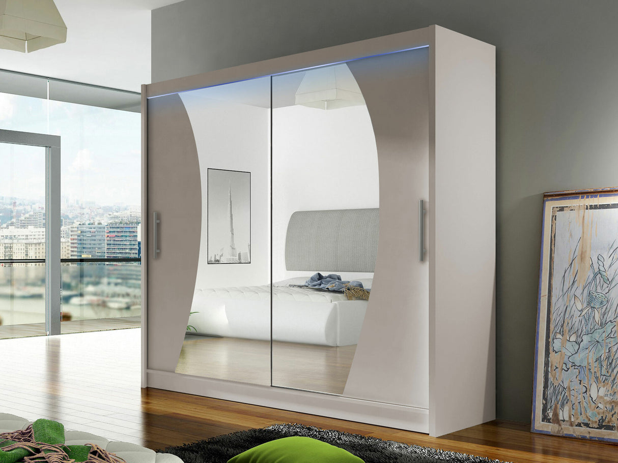 Gardróbszekrény Bega IX (London), Szín: Kasmír, Led világítás: Igen