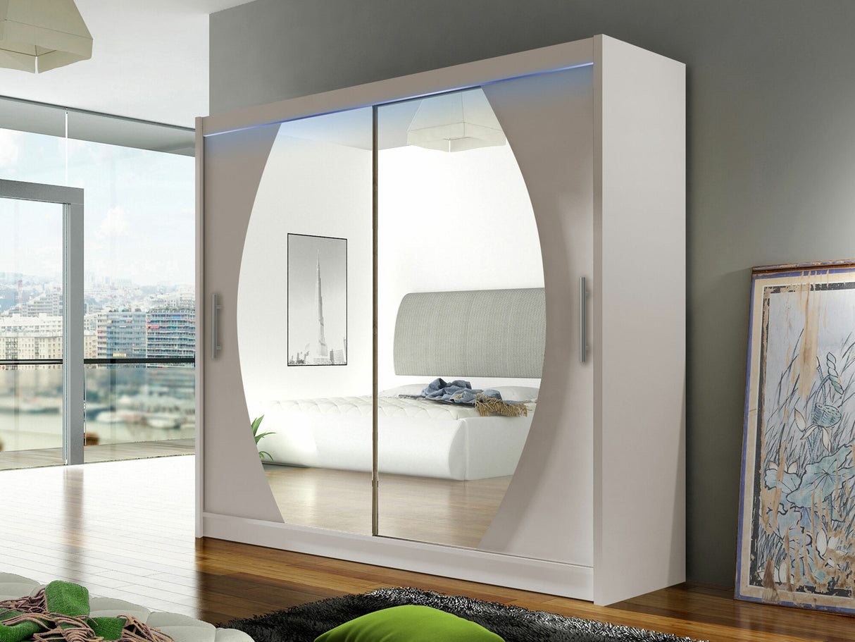 Gardróbszekrény Bega 180 IV (London), Szín: Kasmír, Led világítás: Igen