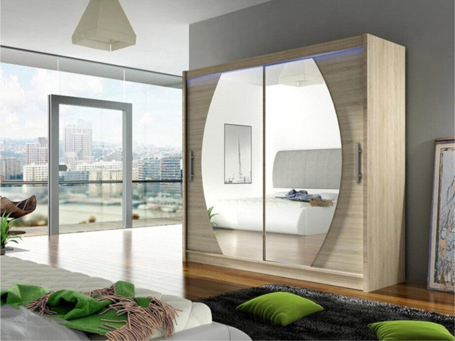 Gardróbszekrény Bega 180 IV (London), Szín: Sonoma tölgy, Led világítás: Igen