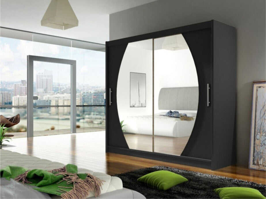 Gardróbszekrény Bega 180 IV (London), Szín: Fekete, Led világítás: Nem