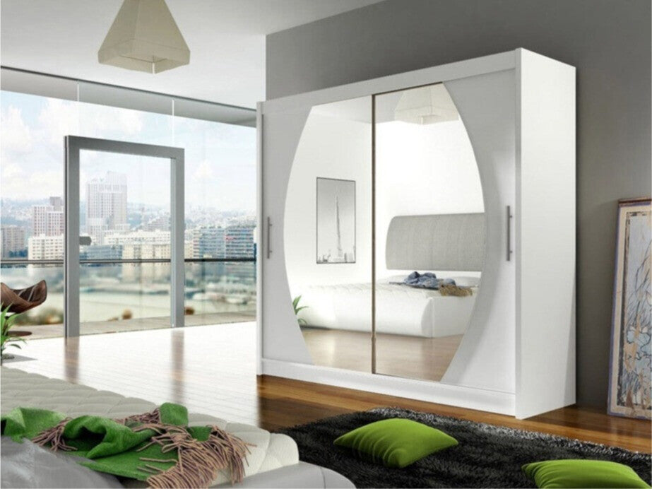 Gardróbszekrény Bega 180 IV (London), Szín: Fehér, Led világítás: Nem