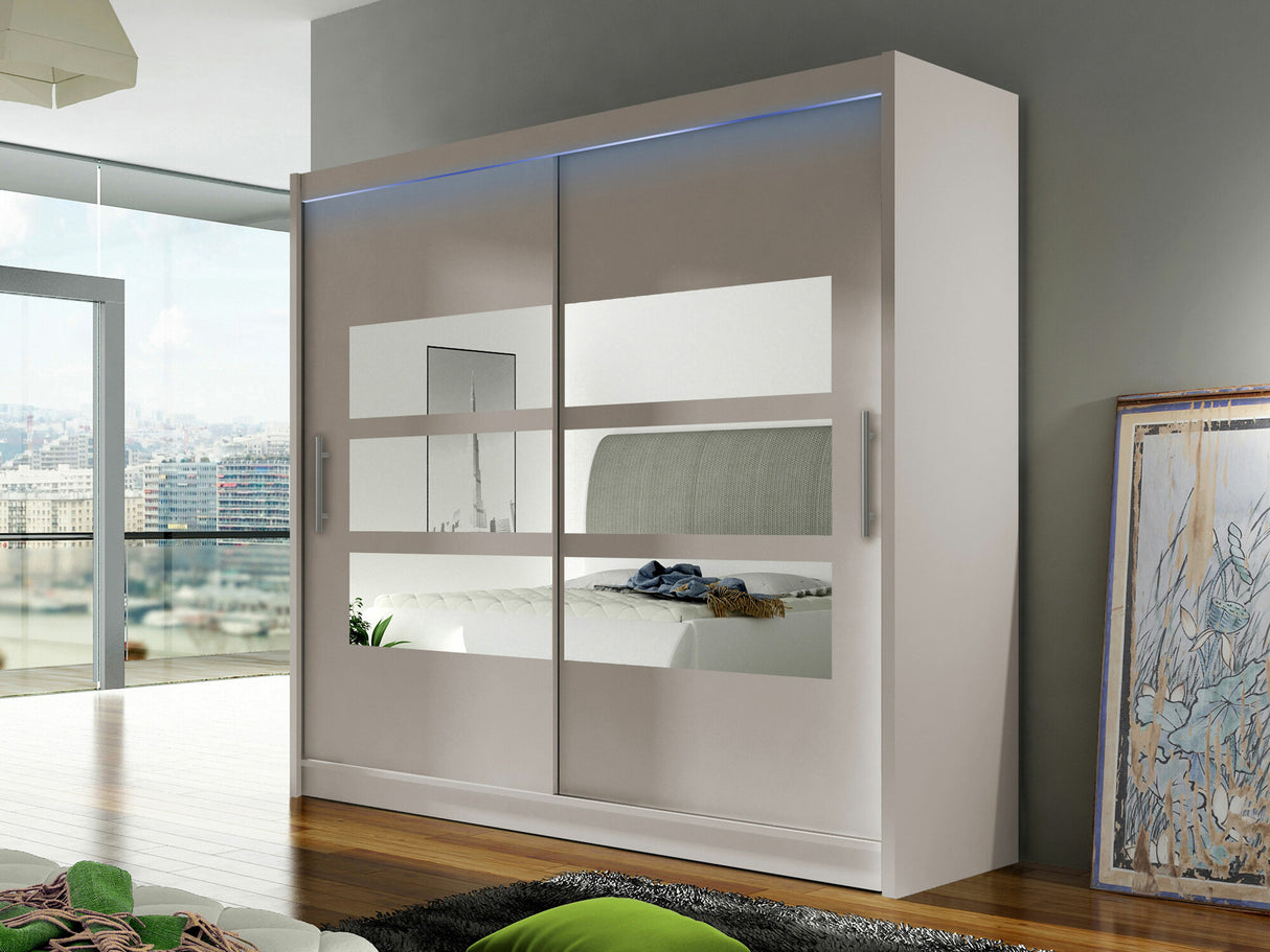 Gardróbszekrény Bega 180 III (London), Szín: Kasmír, Led világítás: Igen