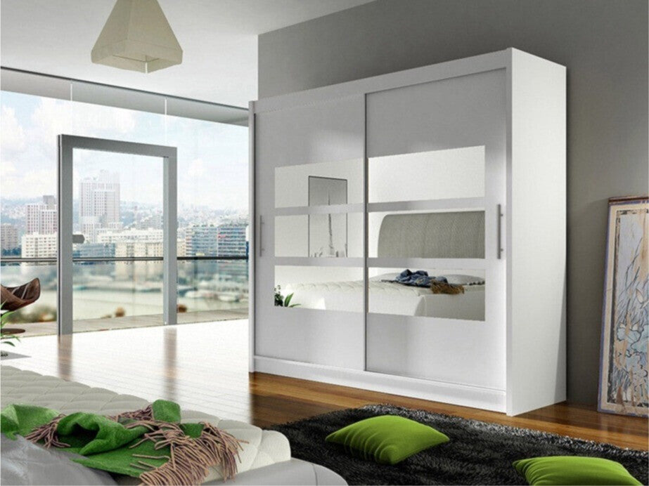 Gardróbszekrény Bega 180 III (London), Szín: Fehér, Led világítás: Nem