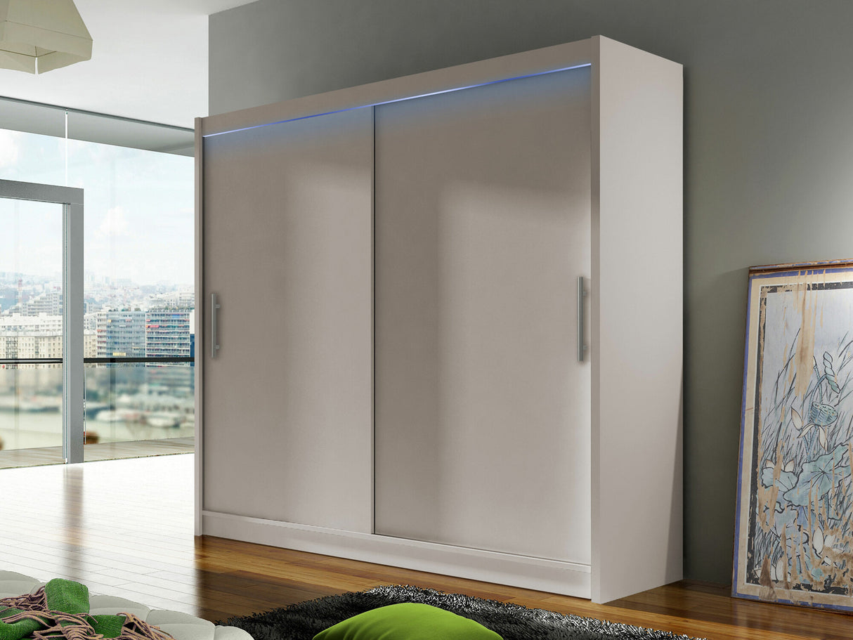 Gardróbszekrény Bega 180 I (London), Szín: Kasmír, Led világítás: Igen