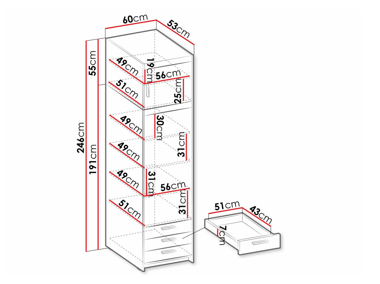Könyvespolc Szafa ELENA 1D3S + nadstawka, Szín: Lefkas tölgy