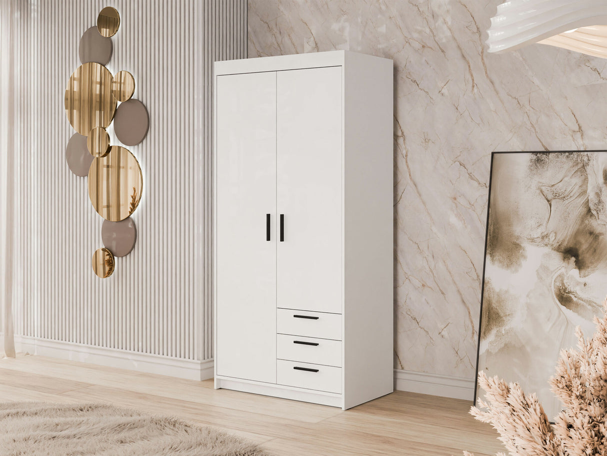 Gardróbszekrény Szafa ELENA 2D3S, Szín: Fehér