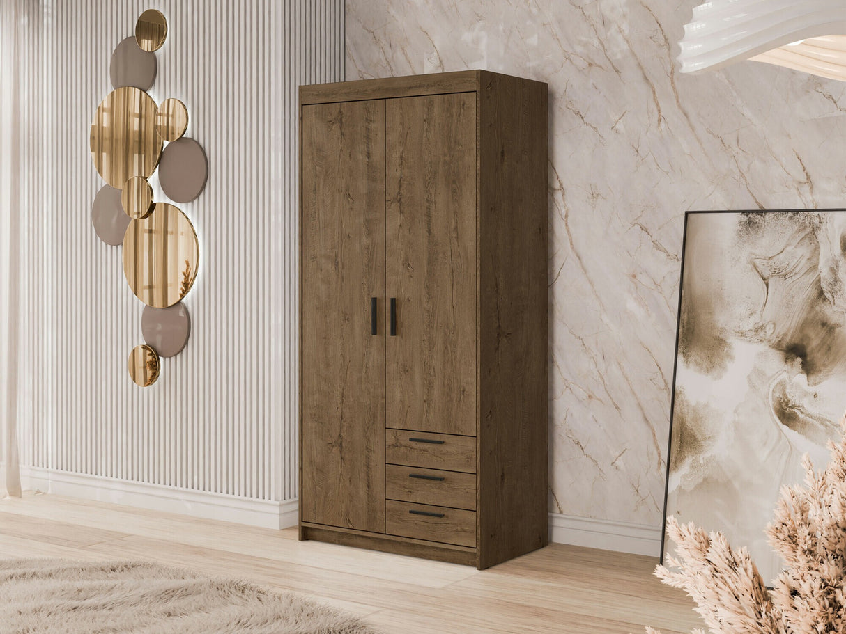 Gardróbszekrény Szafa ELENA 2D3S, Szín: Lefkas tölgy