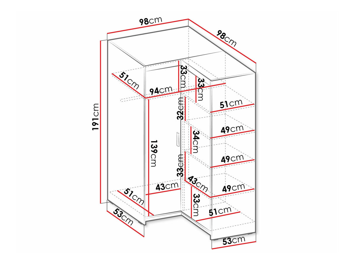 Sarokszekrény Szafa ELENA 2D NAROŻNA, Szín: Sonoma tölgy