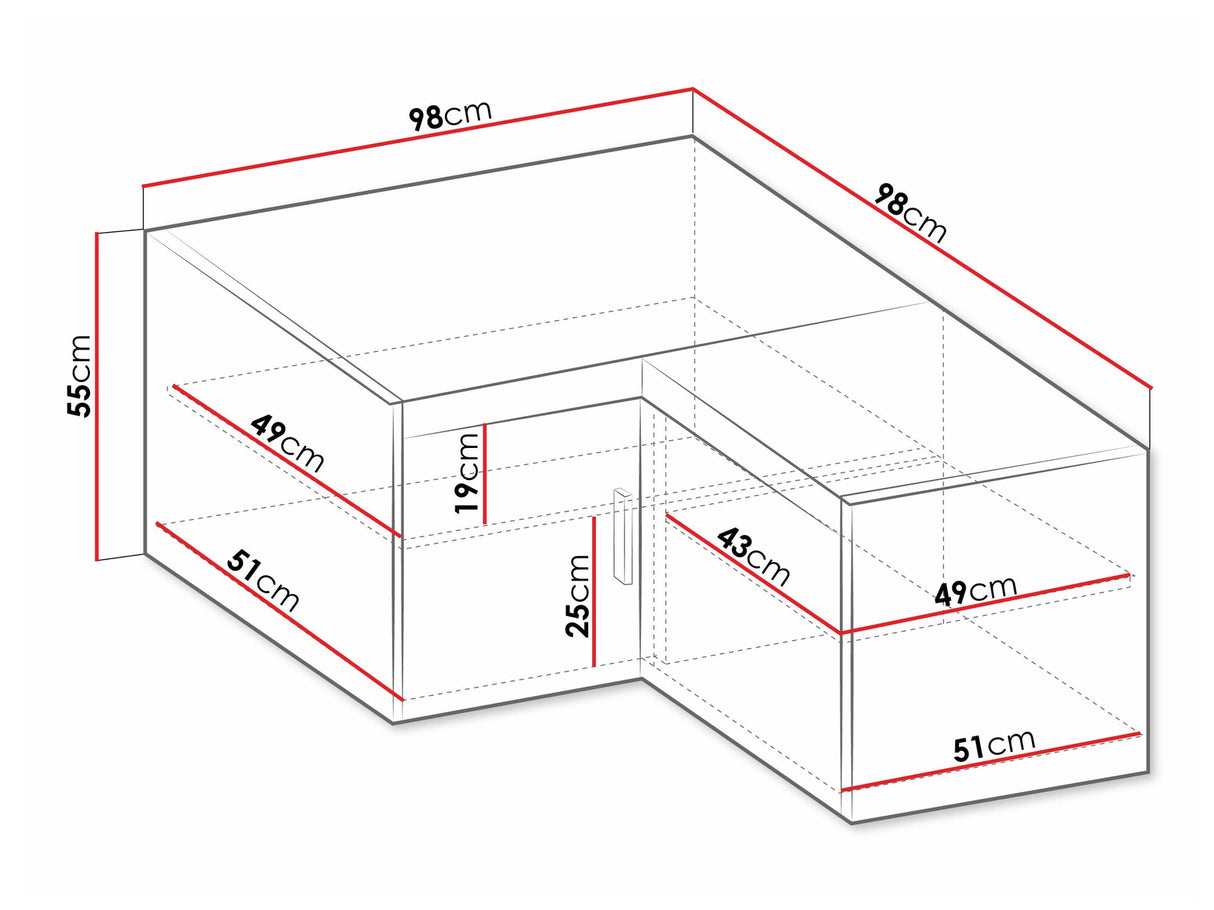 Sarokszekrény Nadstawka ELENA 02 NAR, Szín: Lefkas tölgy