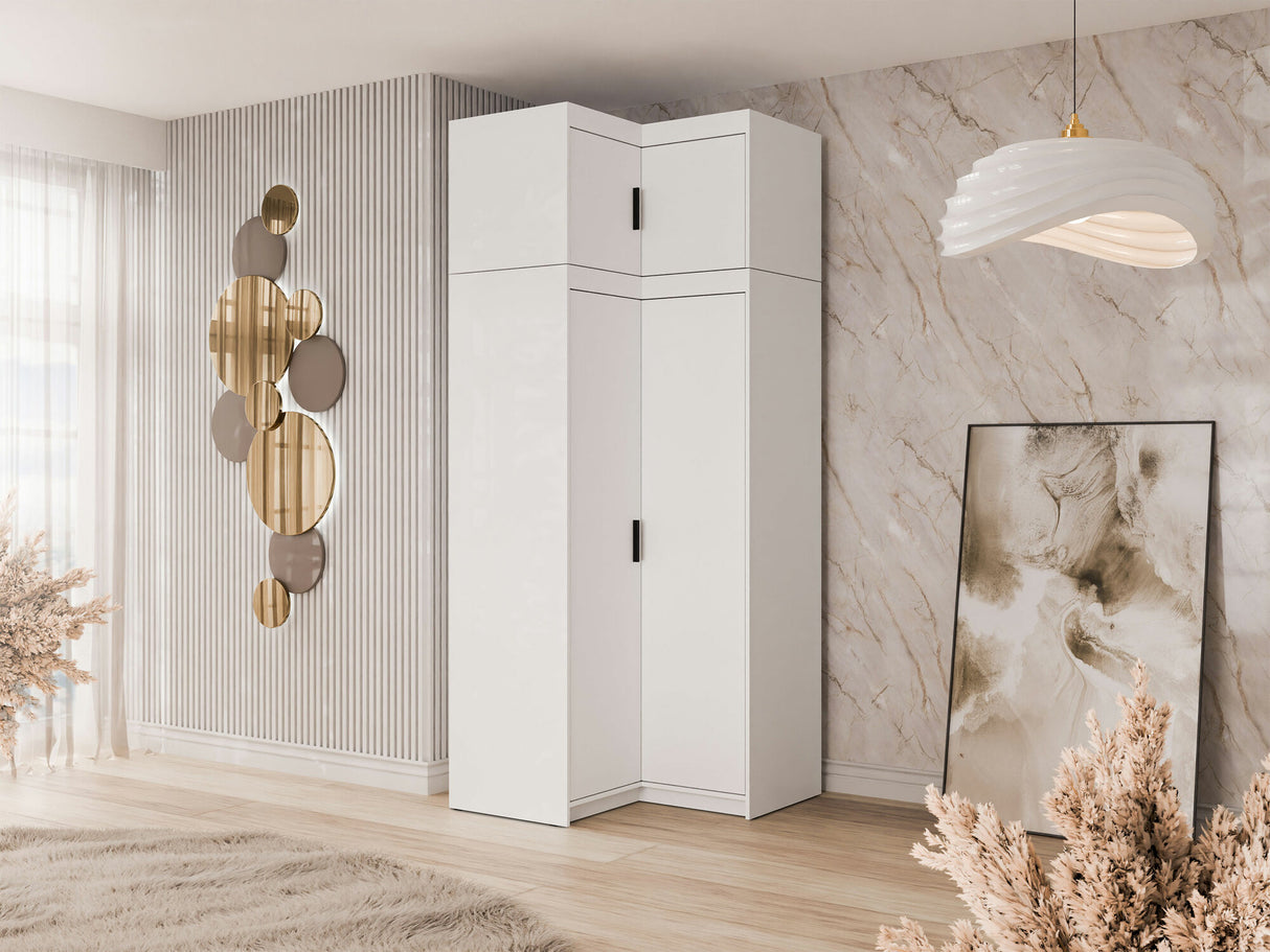 Sarokszekrény Szafa ELENA 2D NAROŻNA + nadstawka, Szín: Fehér