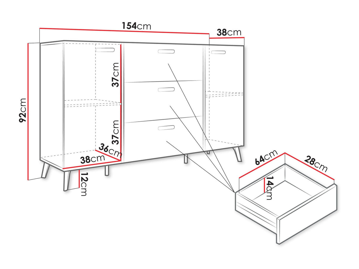 Komód Komoda PICRU 150 2D3SZ Kaszmir/Kaszmir połysk 5903211401657 (Kasmír + Fényes kasmír)