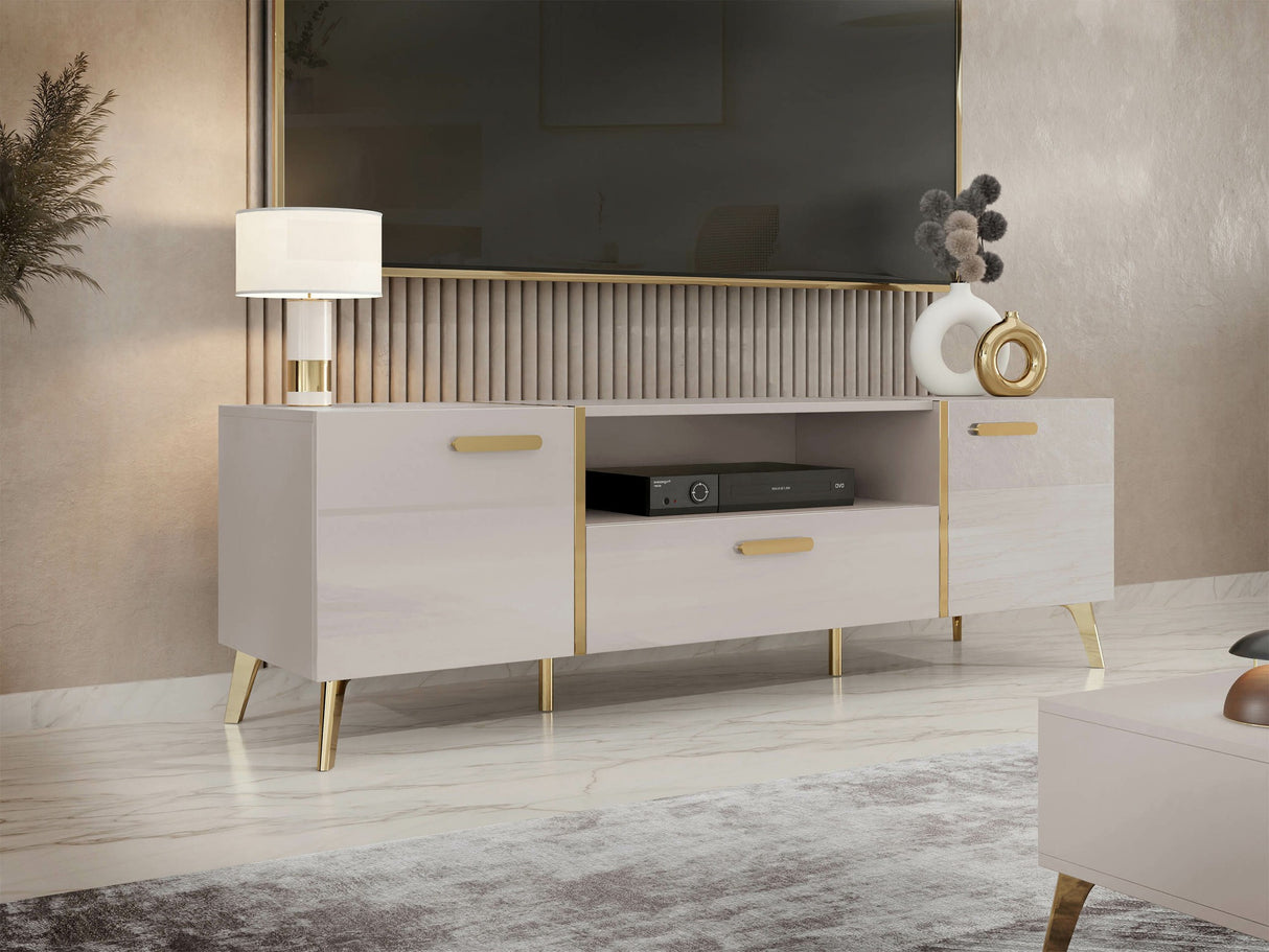 TV-állvány Szafka RTV PICRU 150 2D1SZ Kaszmir/Kaszmir połys (Kasmír + Fényes kasmír)