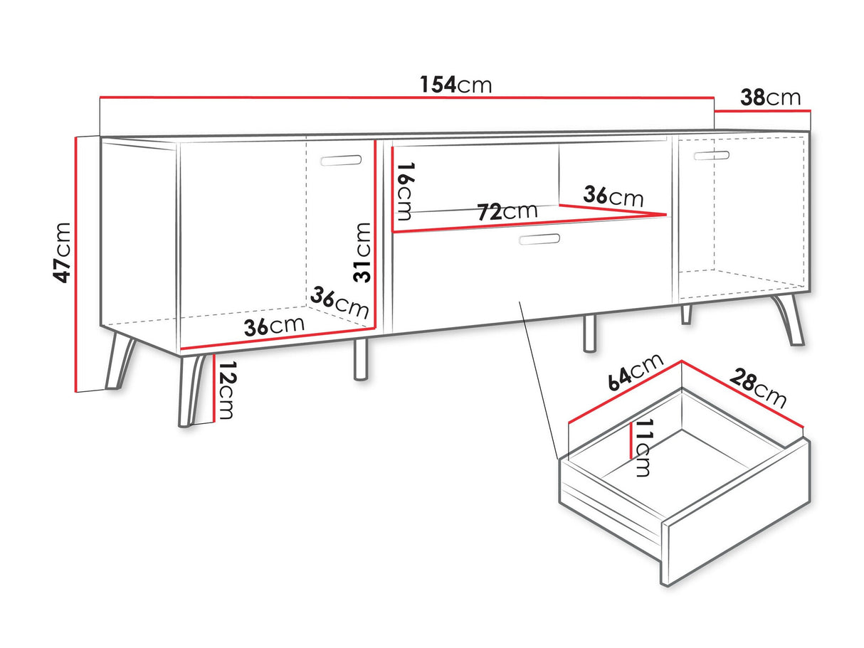 TV-állvány Szafka RTV PICRU 150 2D1SZ Kaszmir/Kaszmir połys (Kasmír + Fényes kasmír)