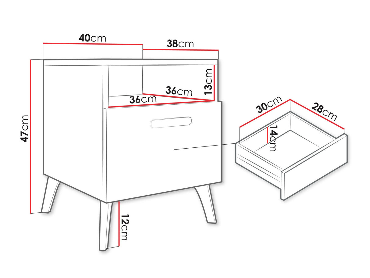 Éjjeliszekrény Stolik nemcny PICRU 1SZ Kaszmir/Kaszmir połysk (Kasmír + Fényes kasmír)