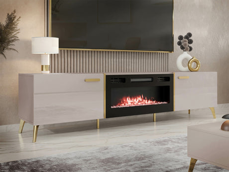 TV-állvány Szafka RTV PICRU 2D EF + kominek Kaszmir/Kaszmir połysk (Kasmír + Fényes kasmír)