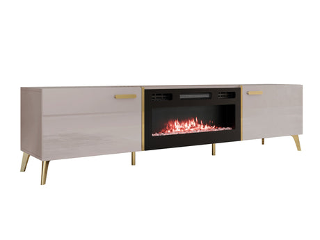 TV-állvány Szafka RTV PICRU 2D EF + kominek Kaszmir/Kaszmir połysk (Kasmír + Fényes kasmír)