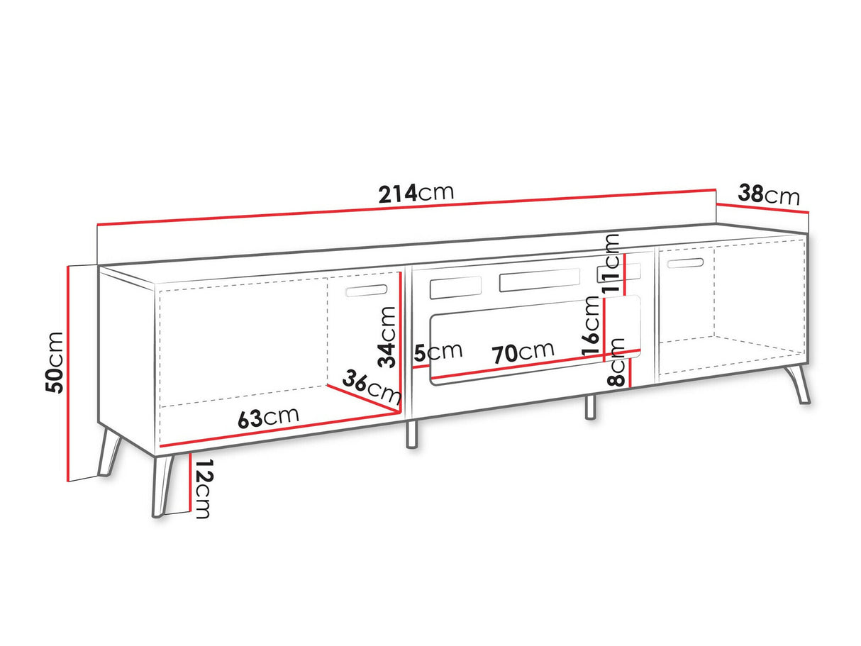 TV-állvány Szafka RTV PICRU 2D EF + kominek Kaszmir/Kaszmir połysk (Kasmír + Fényes kasmír)