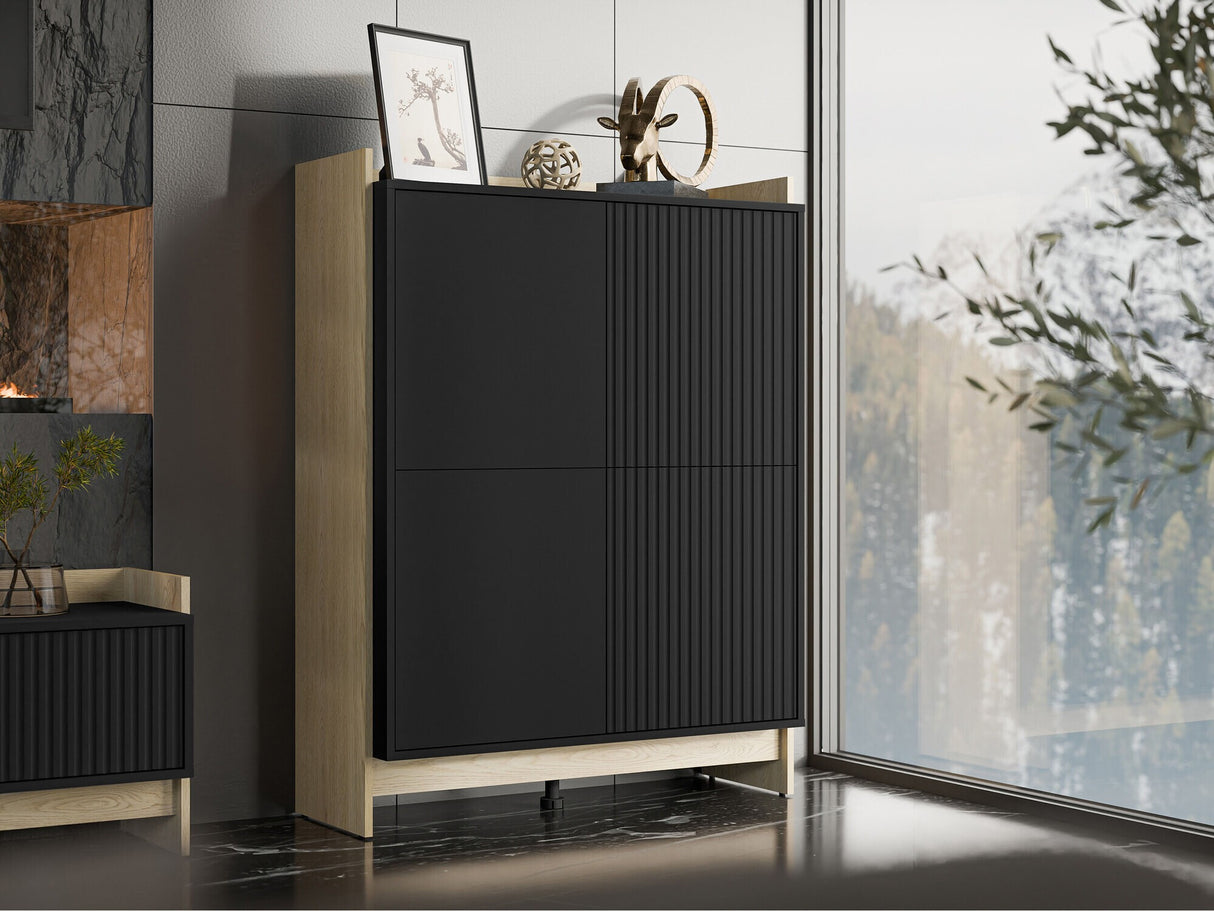Szekrény Komoda PORTO 100 4D Dąb Cremona/Czarny