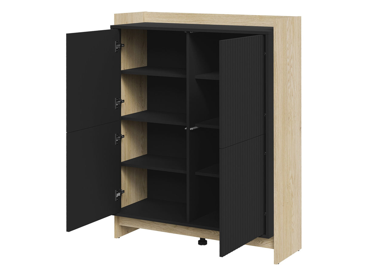 Szekrény Komoda PORTO 100 4D Dąb Cremona/Czarny