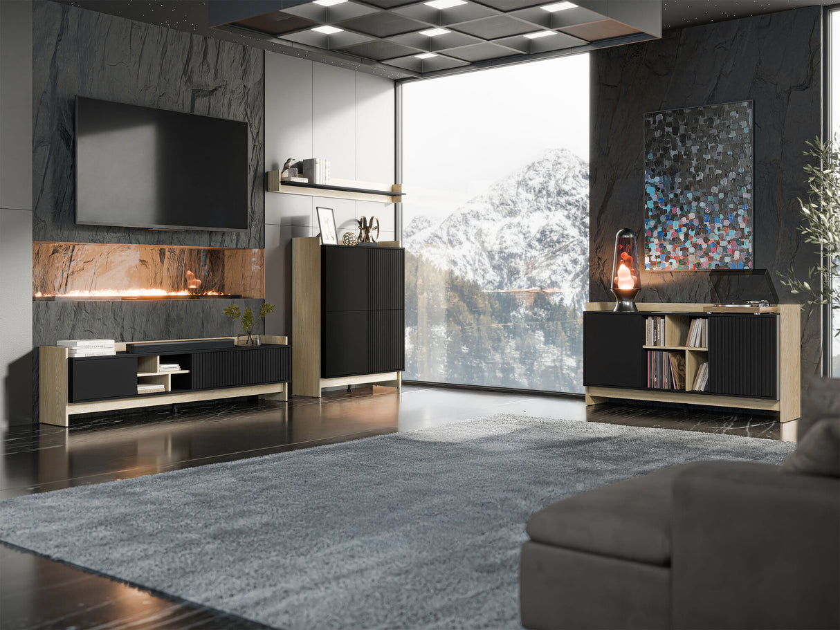 Szekrény Komoda PORTO 150 2D Dąb Cremona/Czarny 5903211386206