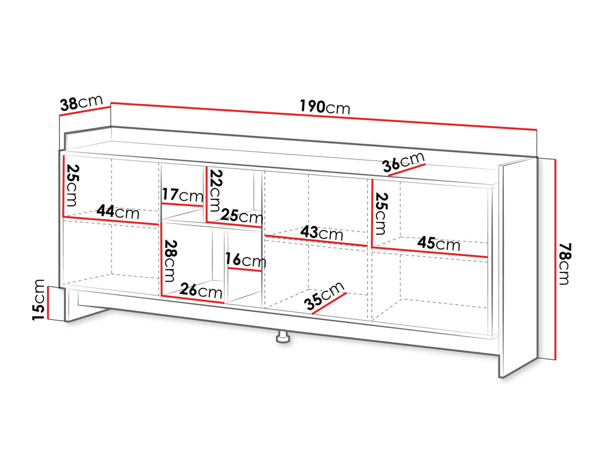 Szekrény Komoda PORTO 190 3D Dąb Cremona/Czarny