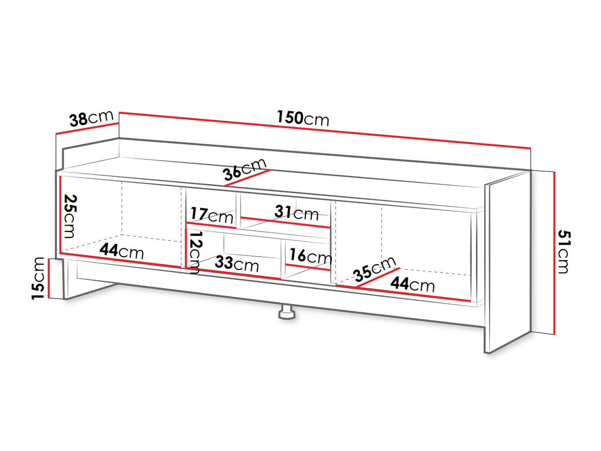 TV-állvány Szafka RTV PORTO 150 2D Dąb Cremona/Czarny