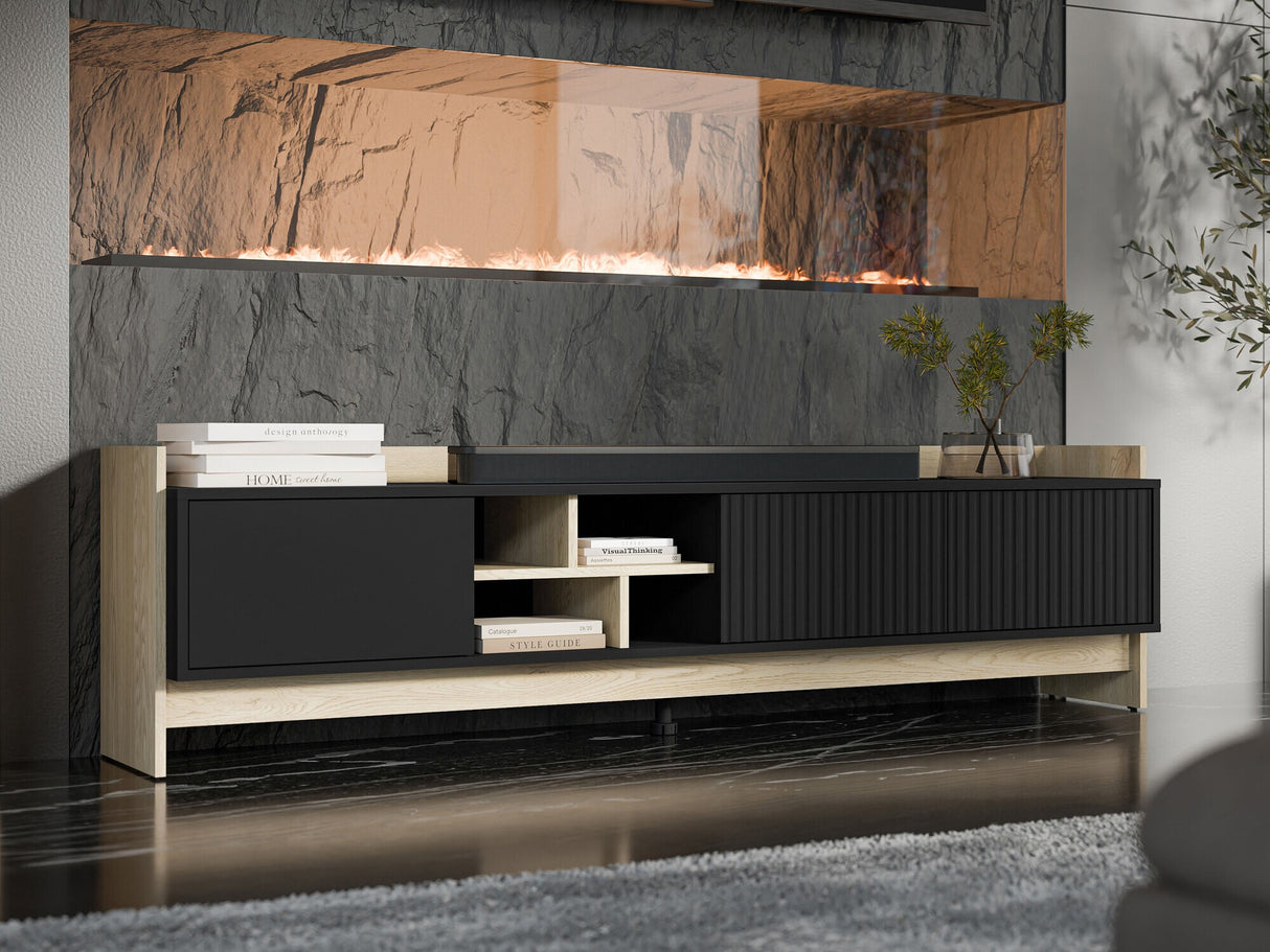 TV-állvány Szafka RTV PORTO 190 3D Dąb Cremona/Czarny