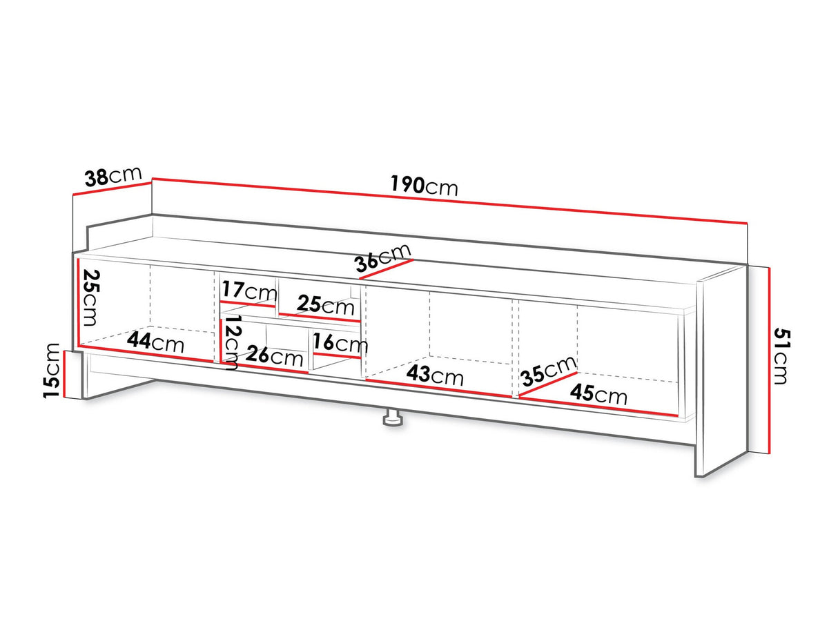 TV-állvány Szafka RTV PORTO 190 3D Dąb Cremona/Czarny