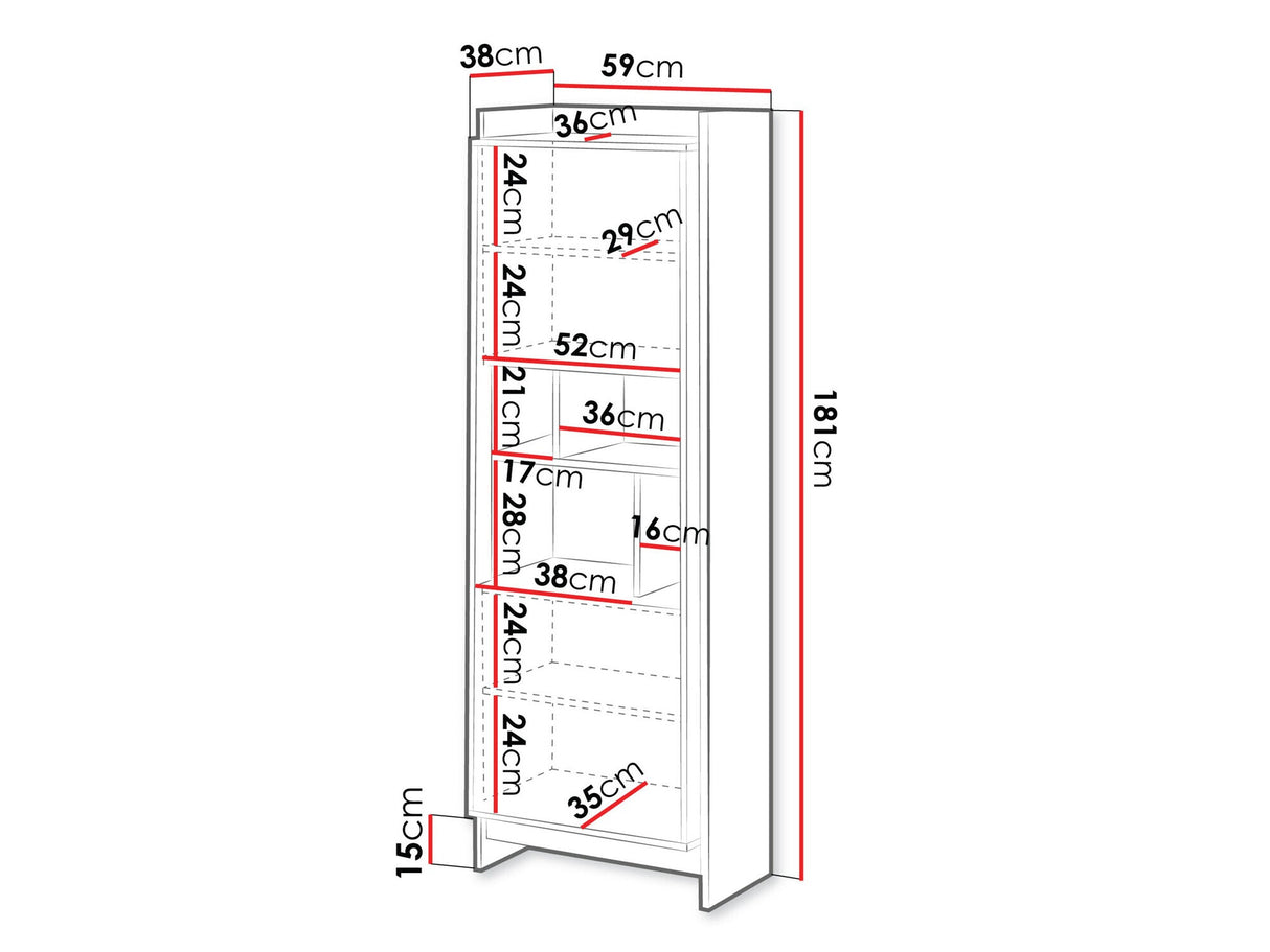 Könyvespolc Witryna PORTO Dąb Cremona/Czarny