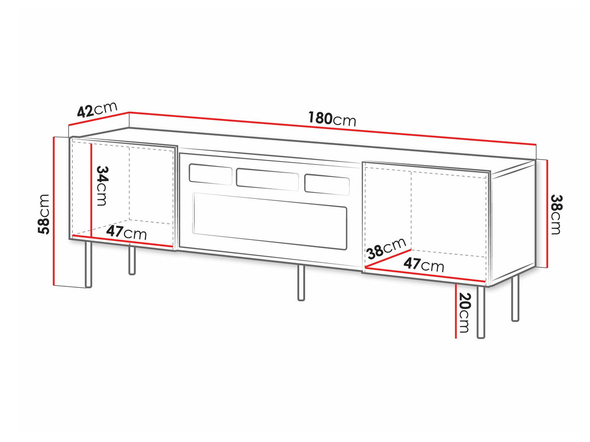 TV-állvány Szafka RTV ALESKA 180 EF + kominek, Szín: Kasmír
