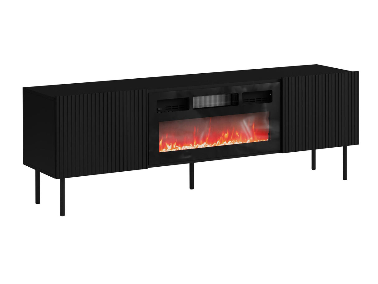 TV-állvány Szafka RTV ALESKA 180 EF + kominek, Szín: Fekete