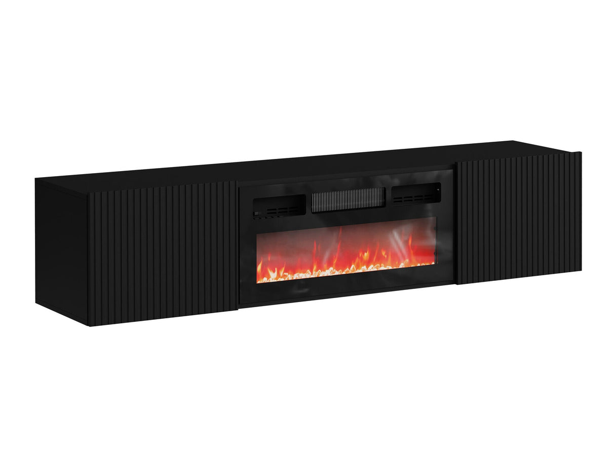 TV-állvány Szafka RTV ALESKA 180 EF + kominek, Szín: Fekete