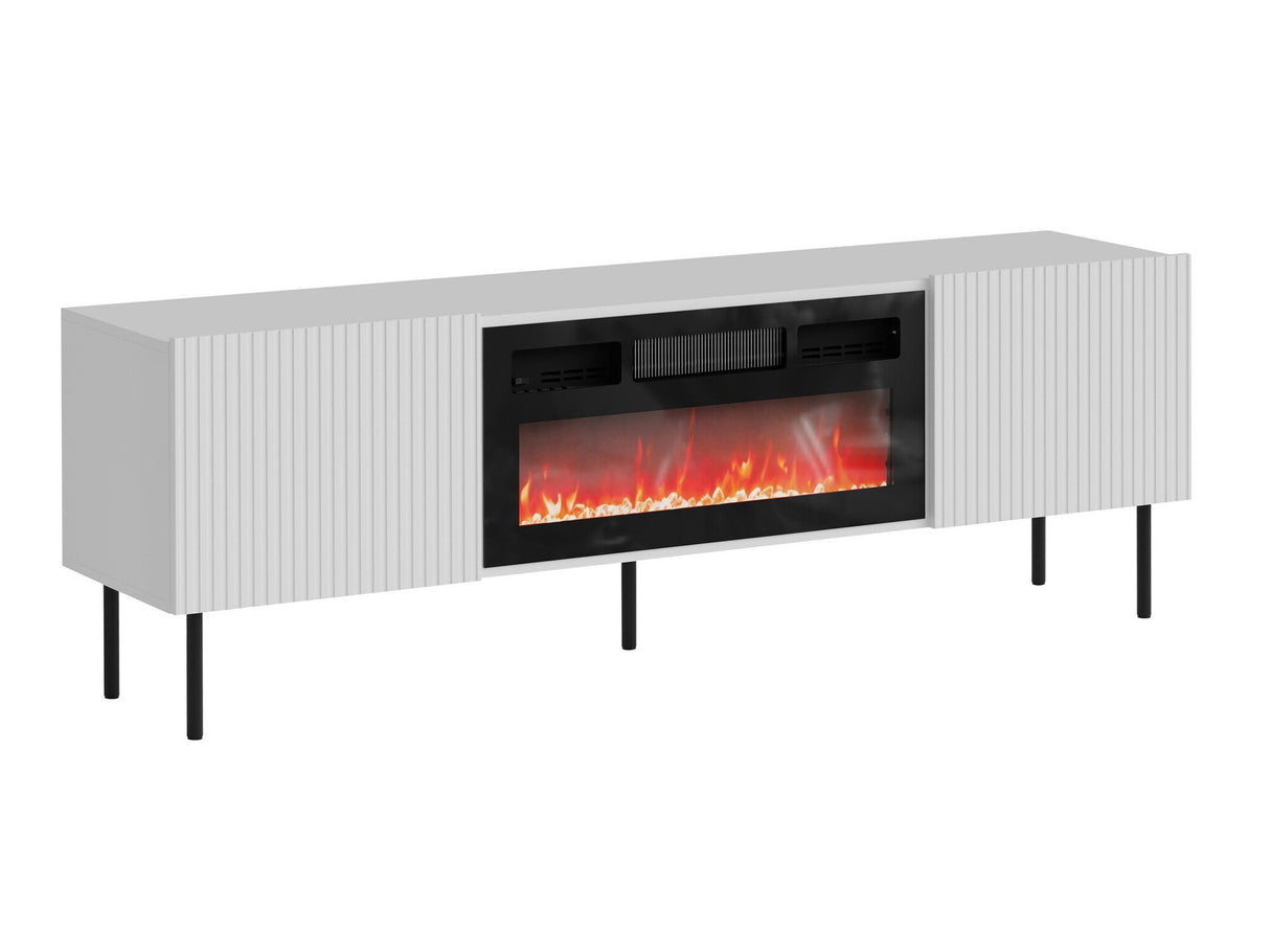 TV-állvány Szafka RTV ALESKA 180 EF + kominek, Szín: Fehér