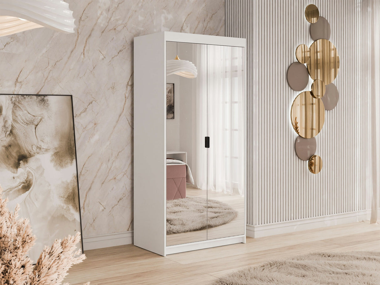 Gardróbszekrény Szafa ELENA 2D z lustrem, Szín: Fehér