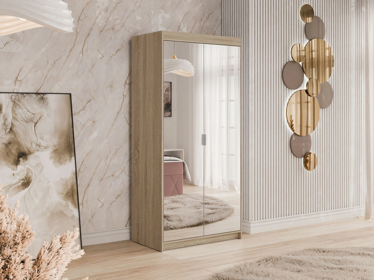 Gardróbszekrény Szafa ELENA 2D z lustrem, Szín: Sonoma tölgy